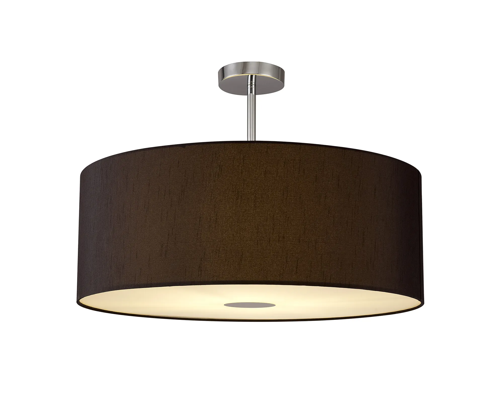DK0117  Baymont 60cm Semi Flush 1 Light Polished Chrome, Black, Frosted Diffuser